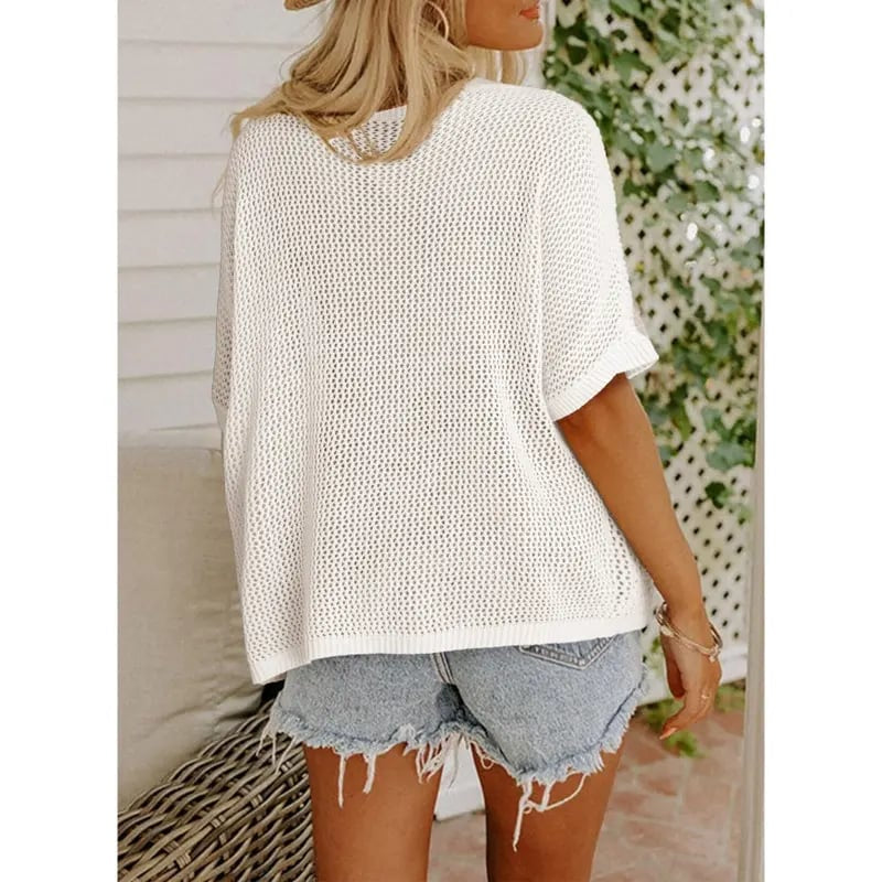 ✨🌴 Floral Crochet Beach Cover-Up Sweater — Lightweight Resort Knit Top