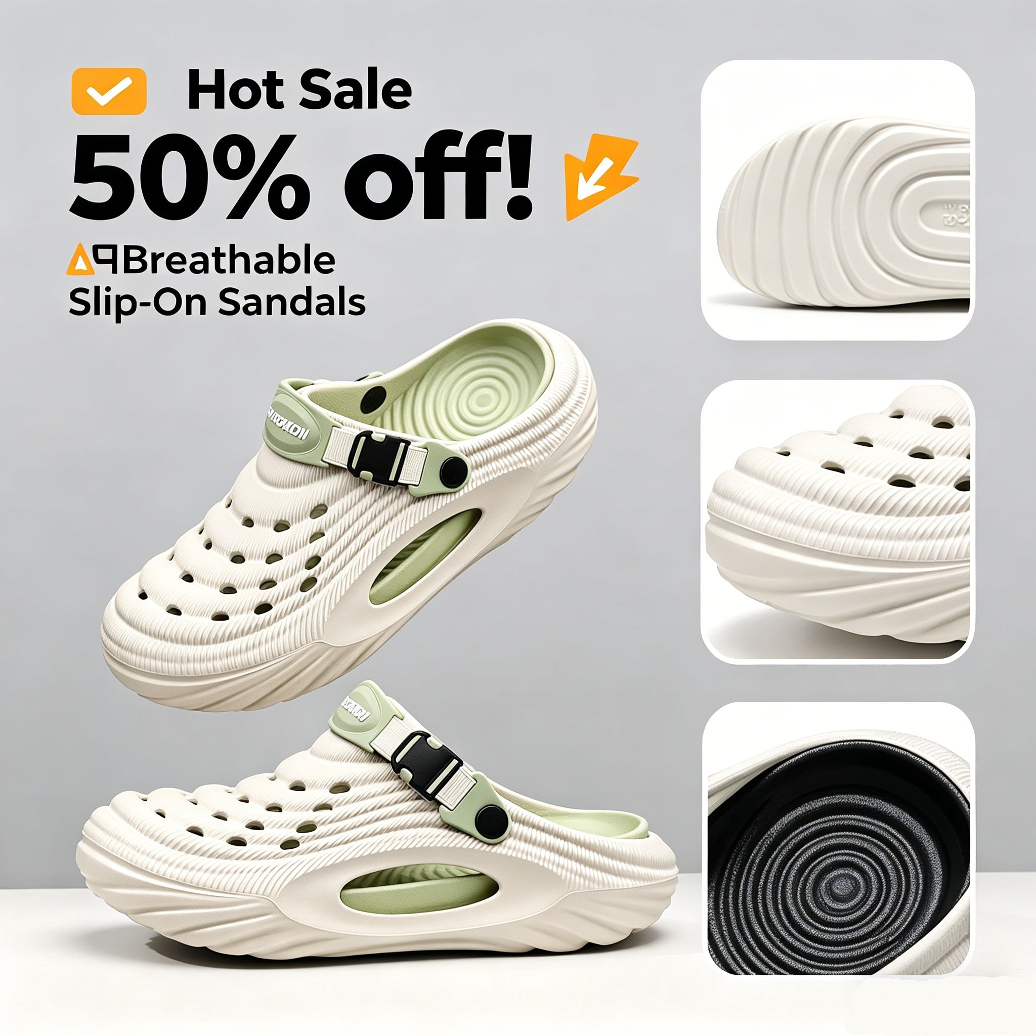 ⏳ Hot Sale 50% off! 💥Breathable Slip-On Sandals