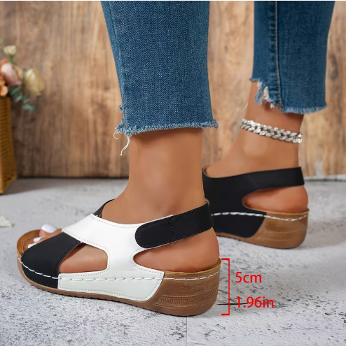 Women's Plus Size Color Block Wedge Heel Sandals