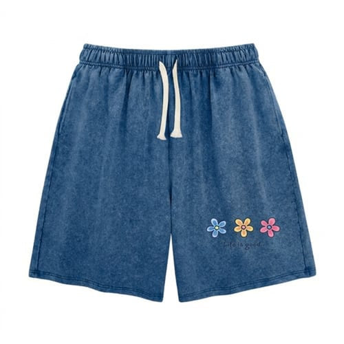 Women's Soft Polyester Blend Washed Floral Shorts, Casual Summer Travel Streetwear Bottoms