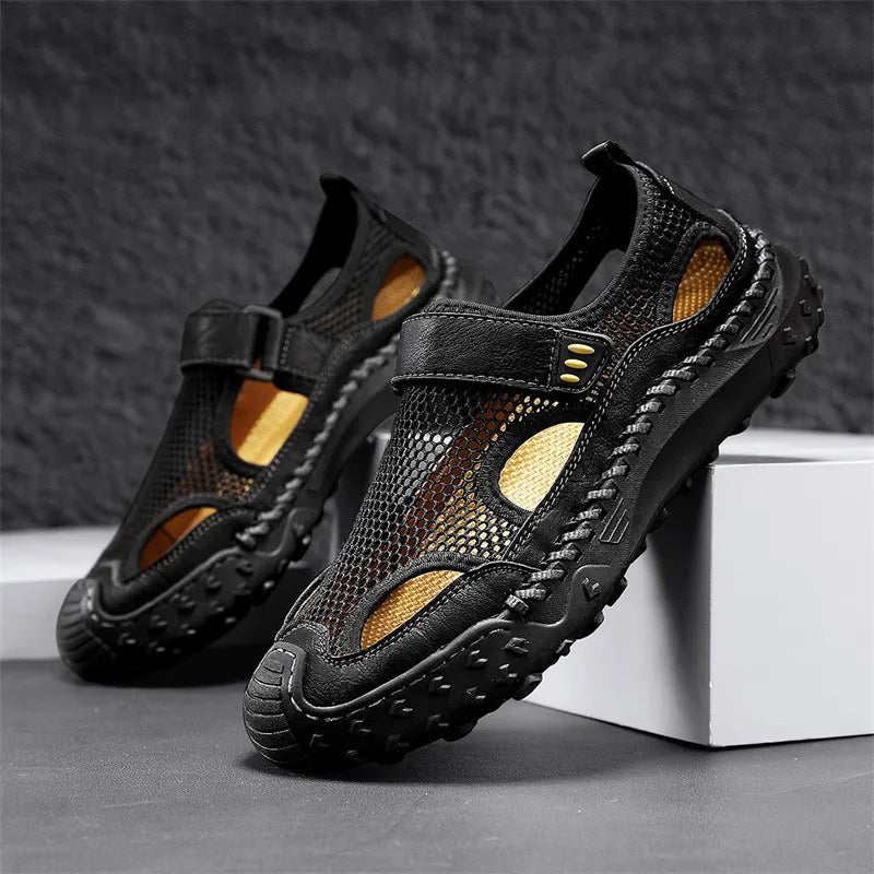⏰Last Day! 50% OFF 🔥Men's Handmade Cowhide Breathable Mesh Walking Shoes