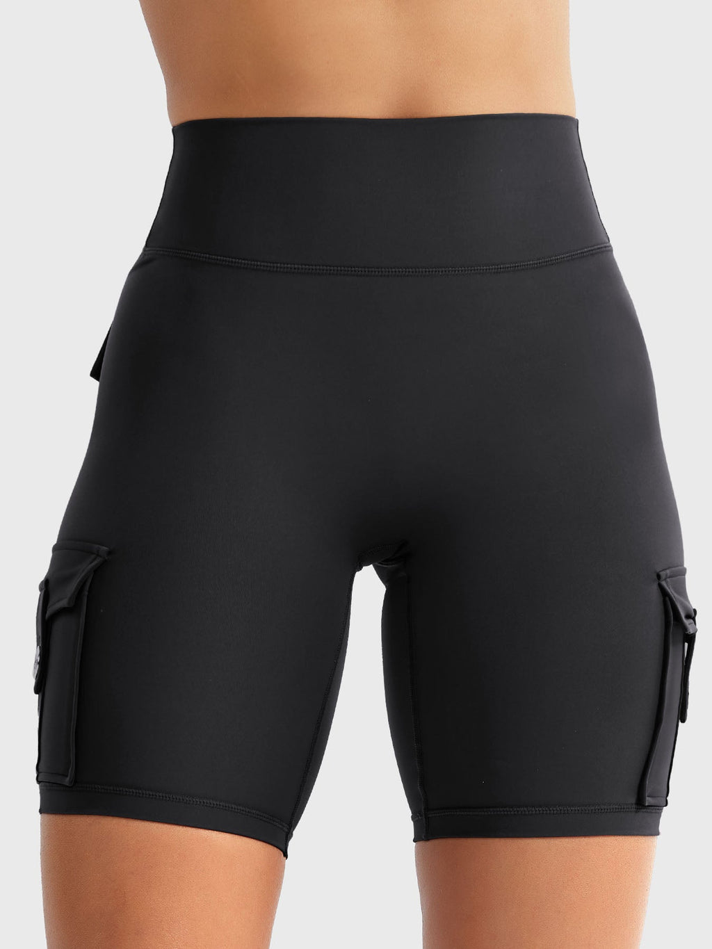 High Waist Cargo Yoga Shorts – Button Pockets, Butt Lift &amp; Ultra-Breathable