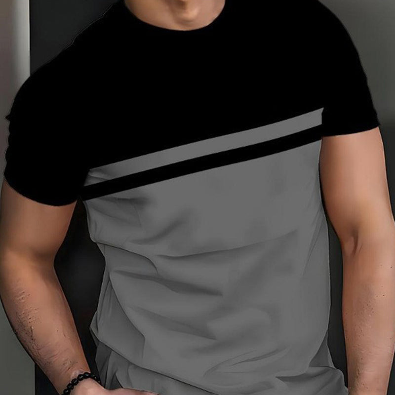 Men's color-blocked round neck t-shirt