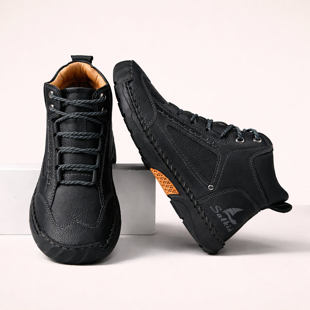(🎁#1 Best Seller) Men's Comfortable Handmade Leather Boots – Waterproof, Arch Support, Pressure Relief, Spacious Toe Box Outdoor Leather Shoes