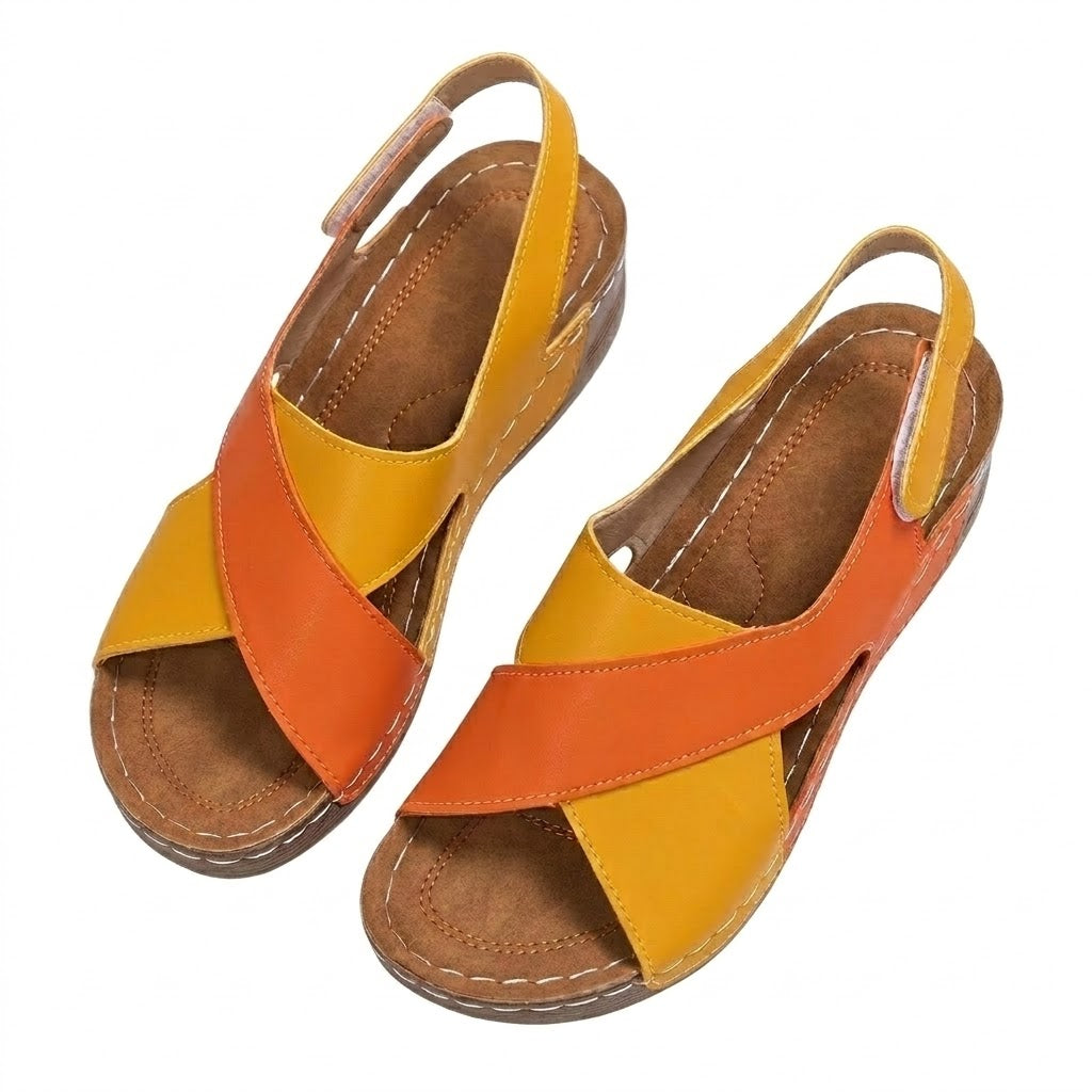 Women's Plus Size Color Block Wedge Heel Sandals