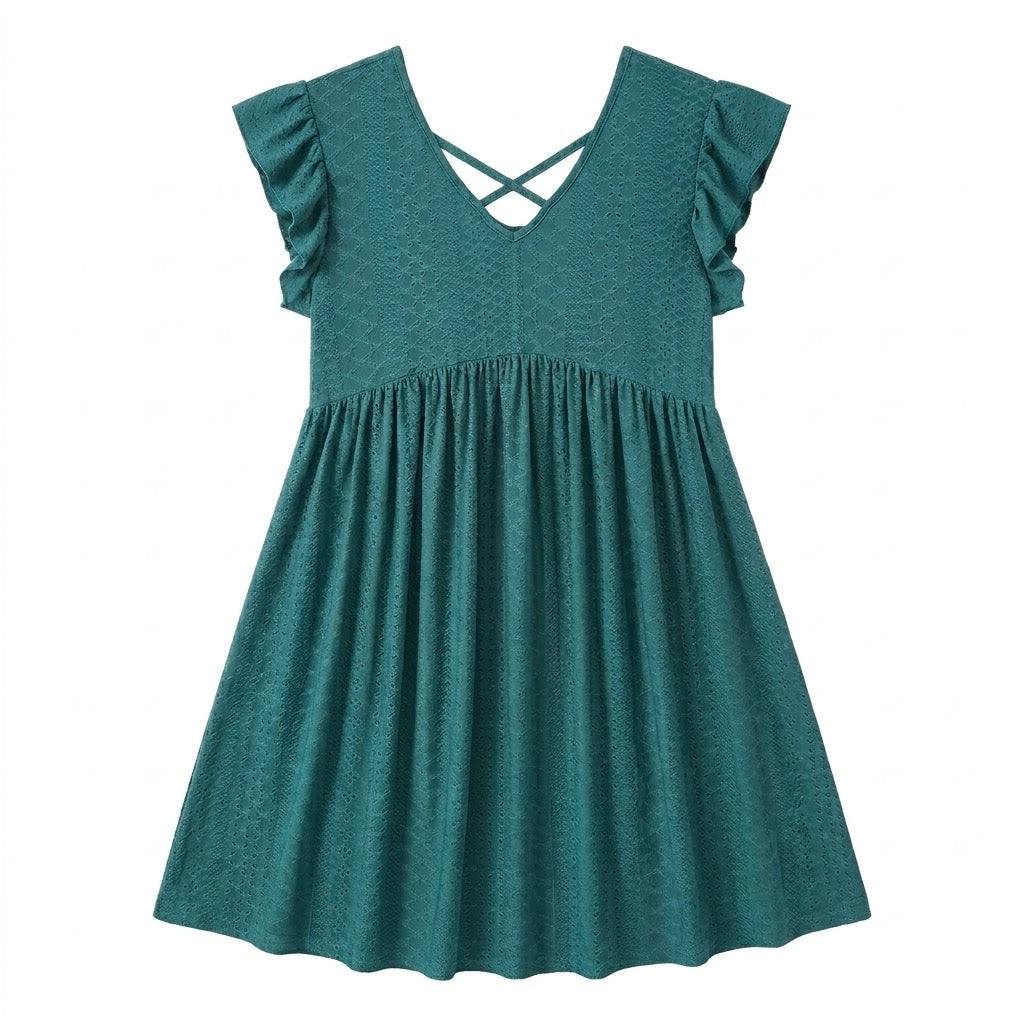 Women's V-Neck Dress with Petal Sleeves