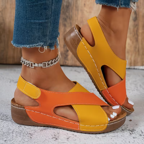 Women's Plus Size Color Block Wedge Heel Sandals