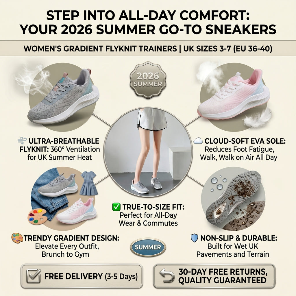 ✨ (50% OFF!) 2026 New In: Women's Breathable Gradient Flyknit Running Trainers - Lightweight Soft Sole Casual Sneakers for Walking, Gym & UK Summer