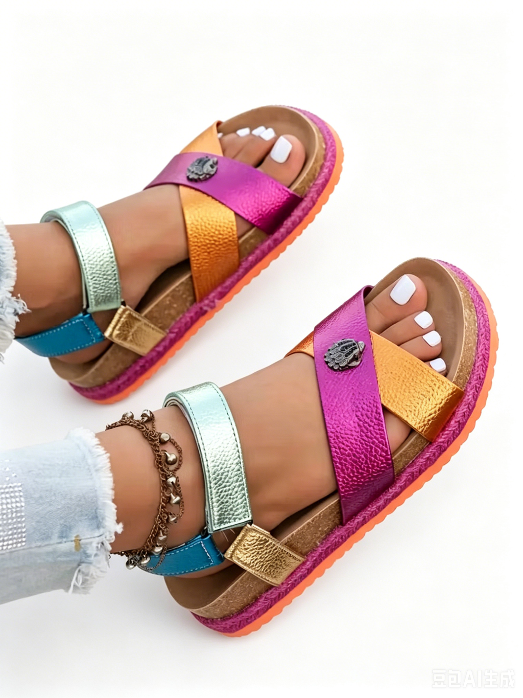 ⏰Blitzangebot 50% RABATT🔥 Sommersandalen im Boho-Stil mit Keilabsatz, Dopamin-Flip-Flops