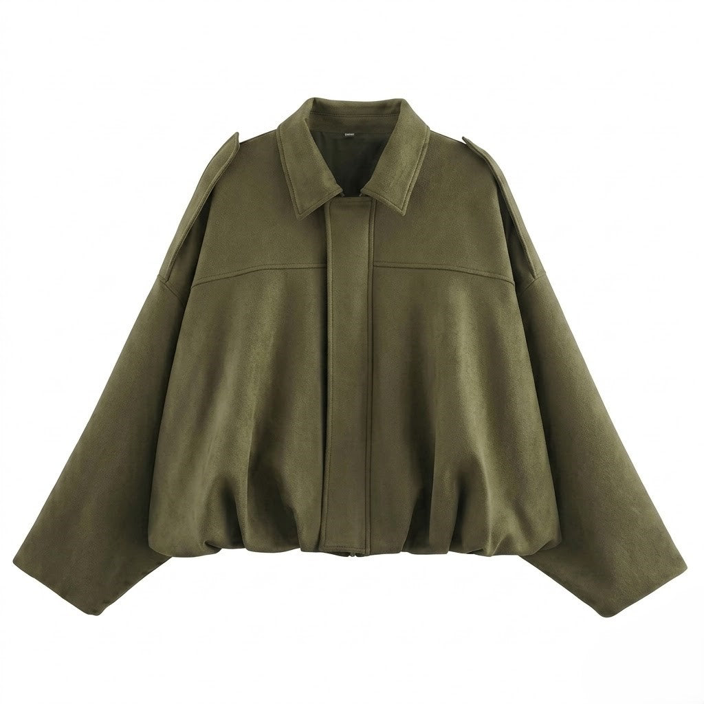 Premium Suede Loose Fit Zip-Up Jacket with Lapel Collar - Effortless Urban Style 🍂