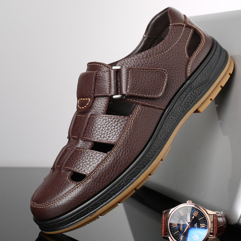Men’s Closed Toe Shock Leather Sandals