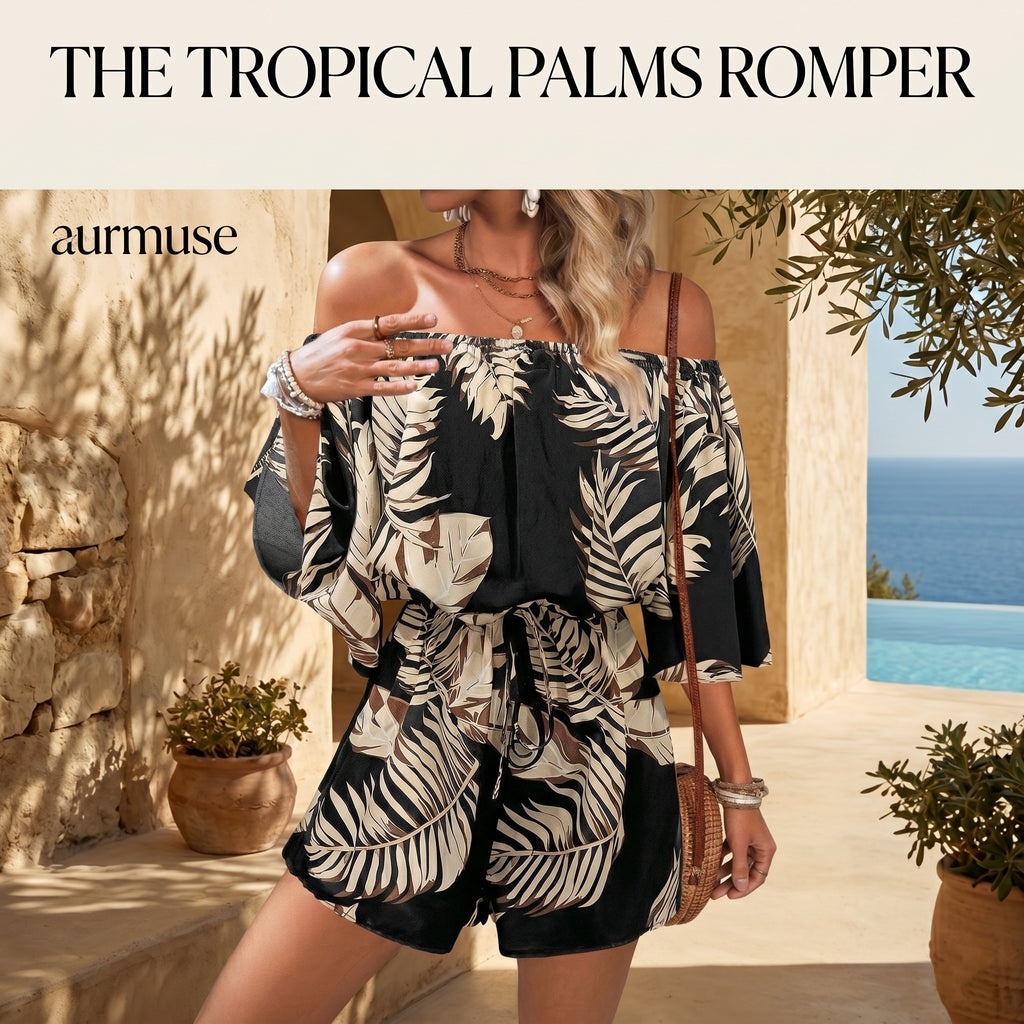 Lightweight Tropical Print Summer Romper - Perfect for Vacay! ✈️