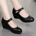Ladies' elegant mid-heeled leather shoes