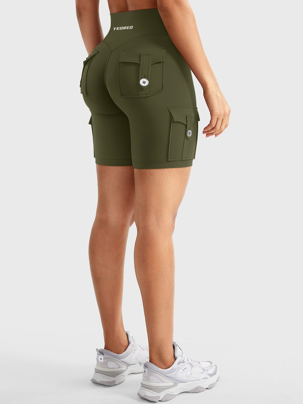 High Waist Cargo Yoga Shorts – Button Pockets, Butt Lift &amp; Ultra-Breathable