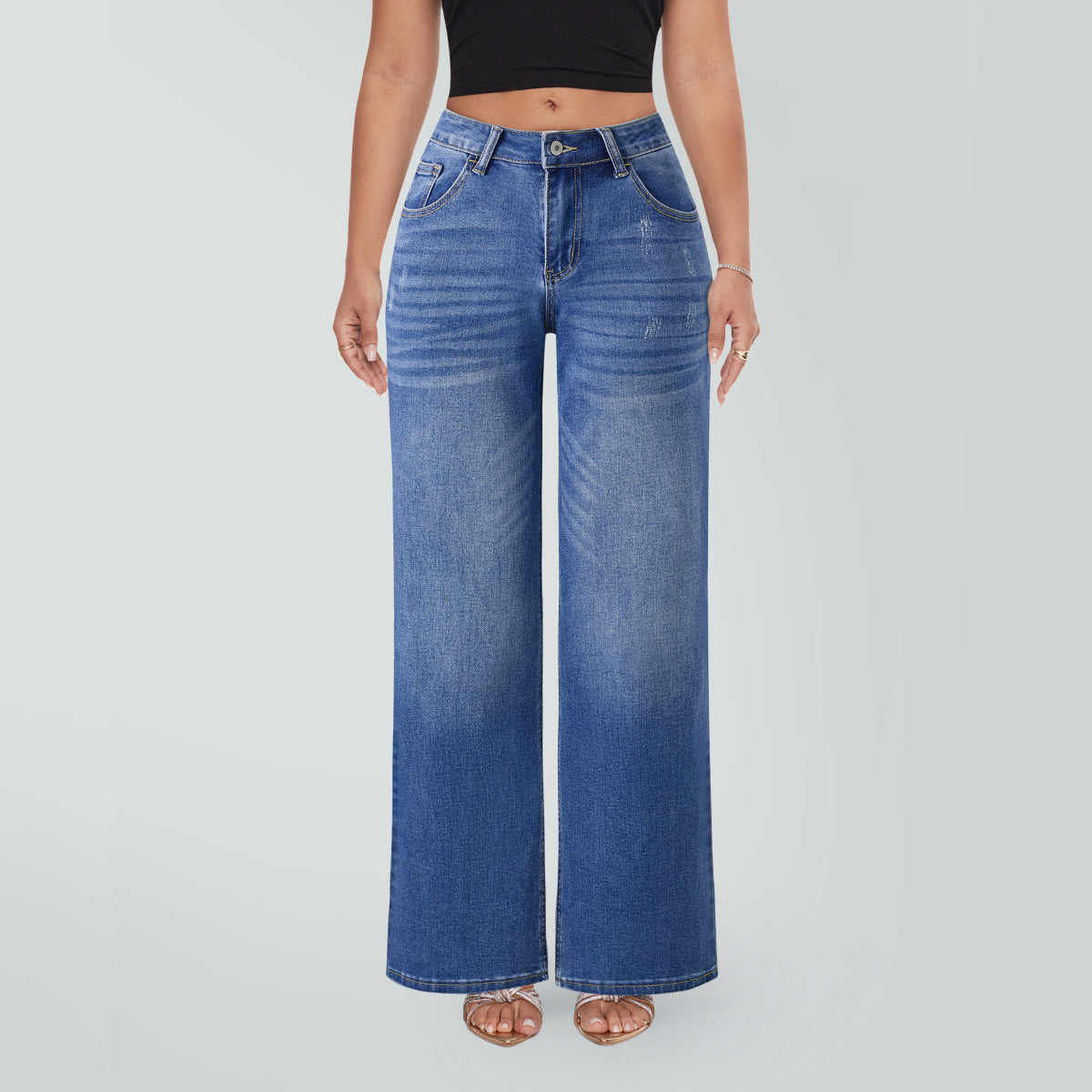 💙50%OFF| Ultra-Stretch High-Waist Wide Leg Jeans - Premium Comfort Fit 👖✨