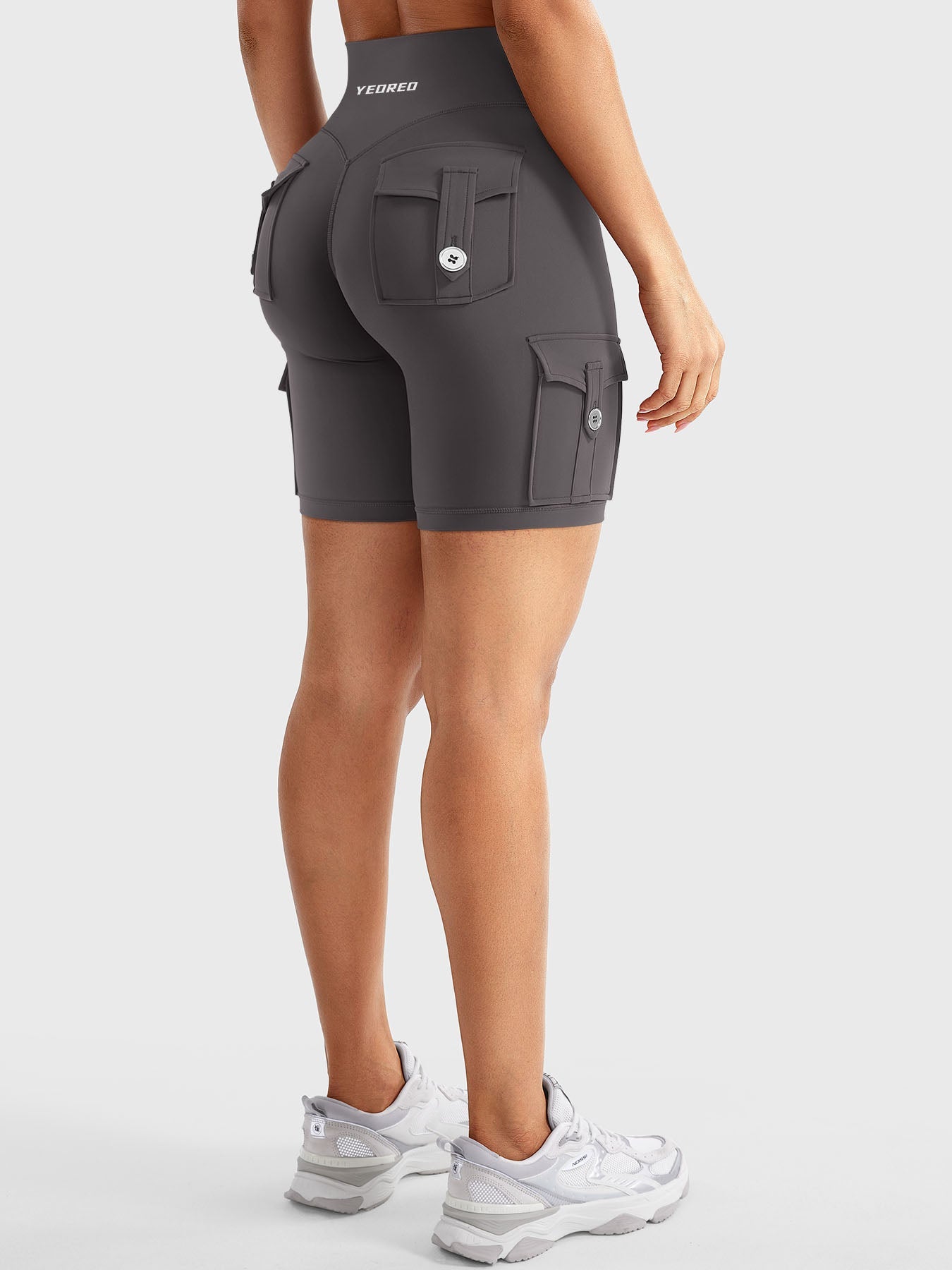 High Waist Cargo Yoga Shorts – Button Pockets, Butt Lift &amp; Ultra-Breathable