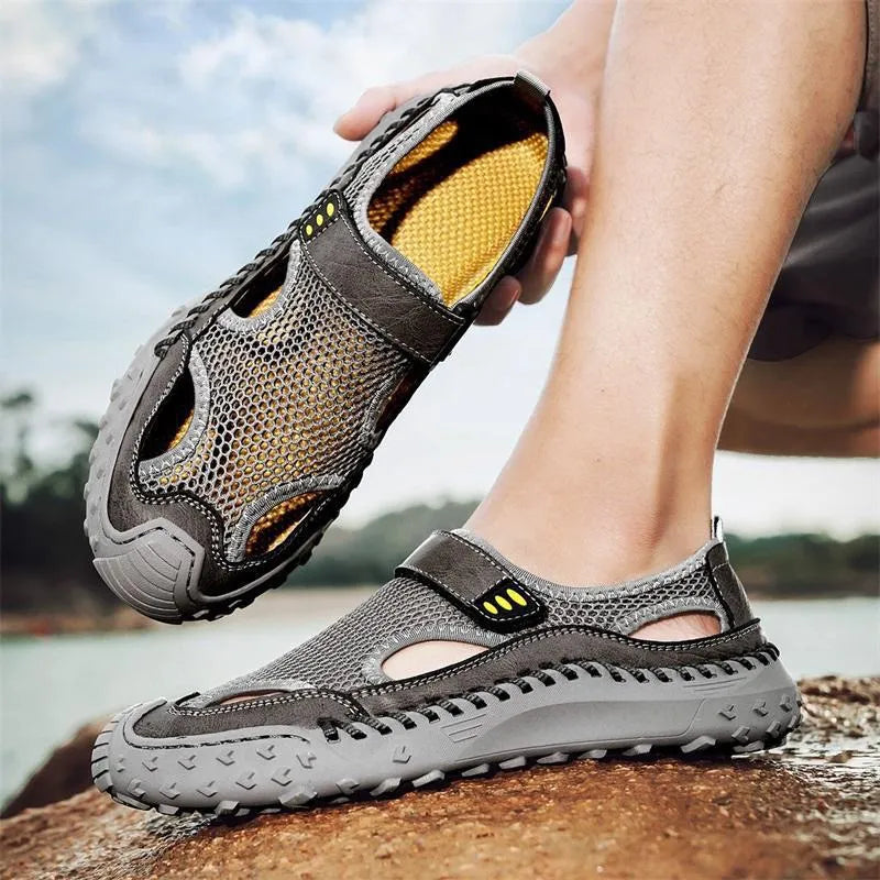 ⏰Last Day! 50% OFF 🔥Men's Handmade Cowhide Breathable Mesh Walking Shoes