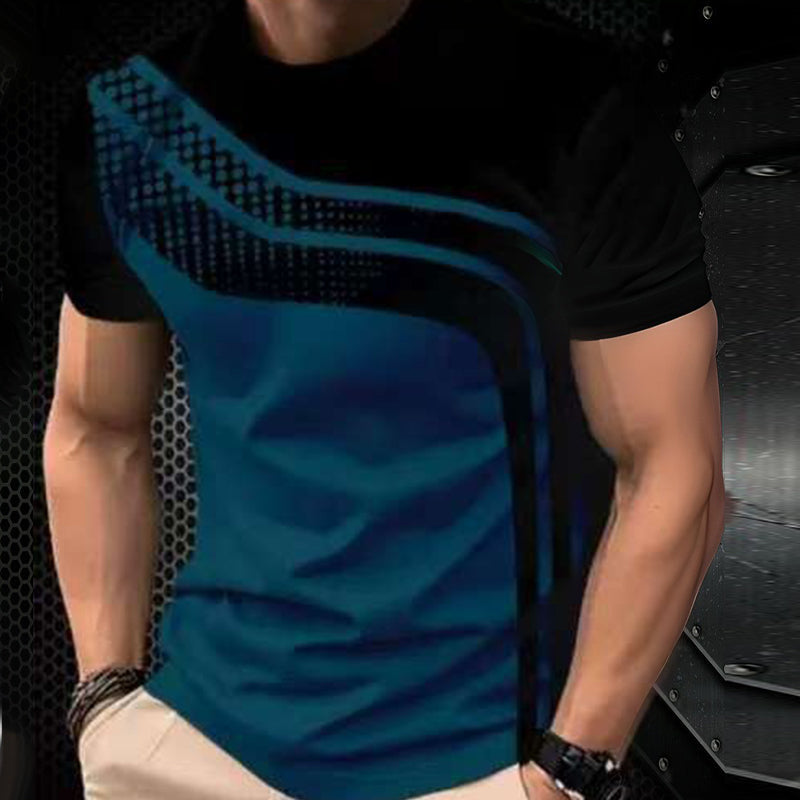 Men's color-blocked round neck t-shirt