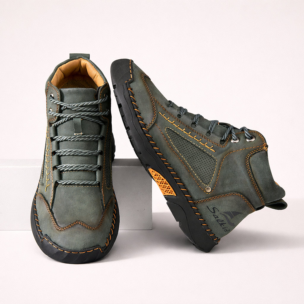 (🎁#1 Best Seller) Men's Comfortable Handmade Leather Boots – Waterproof, Arch Support, Pressure Relief, Spacious Toe Box Outdoor Leather Shoes