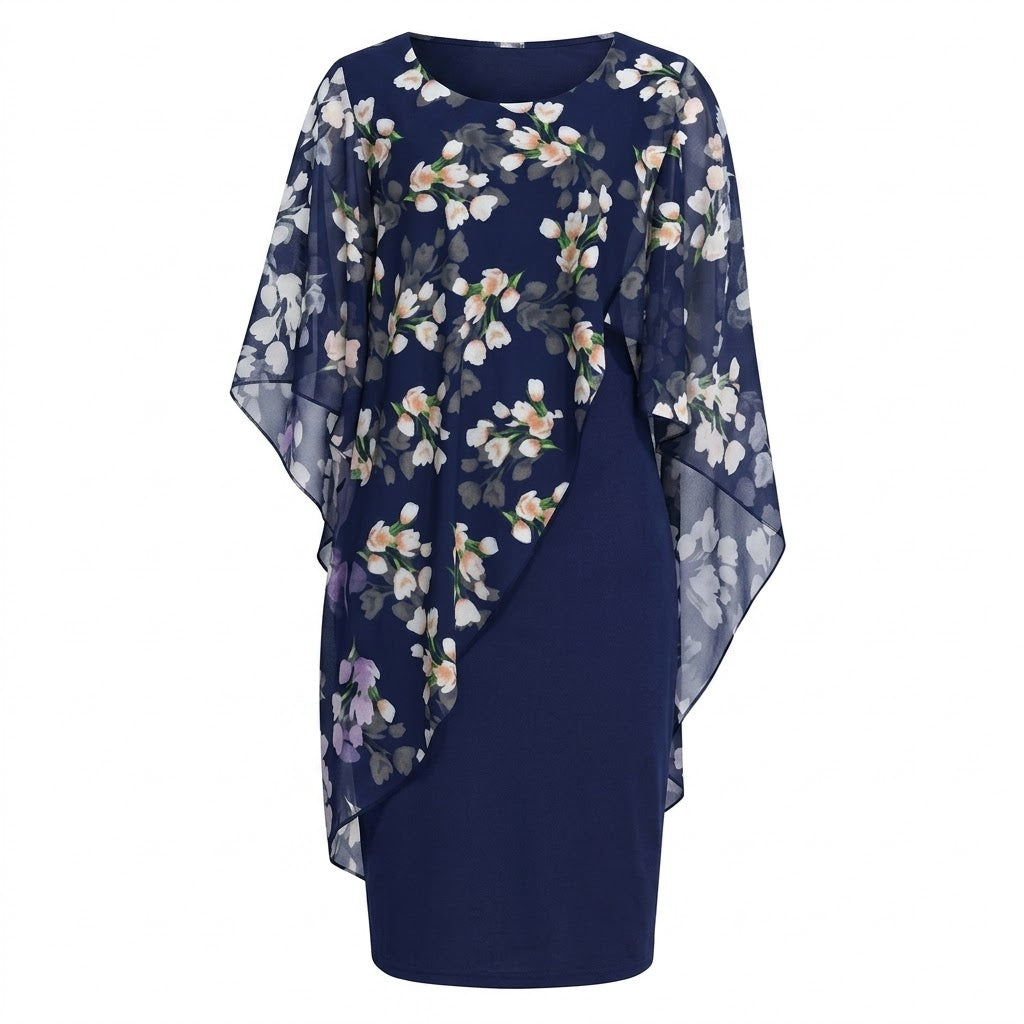 Elegant Printed Chiffon Two-Piece Dress