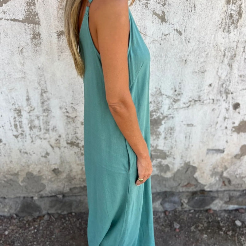 Loose cotton linen jumpsuit
