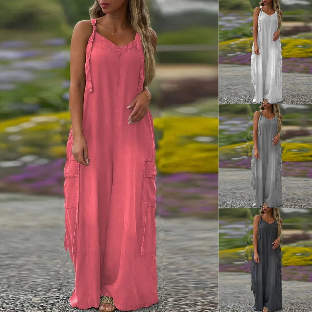 Women's loose-fitting jumpsuit with wide legs and pockets