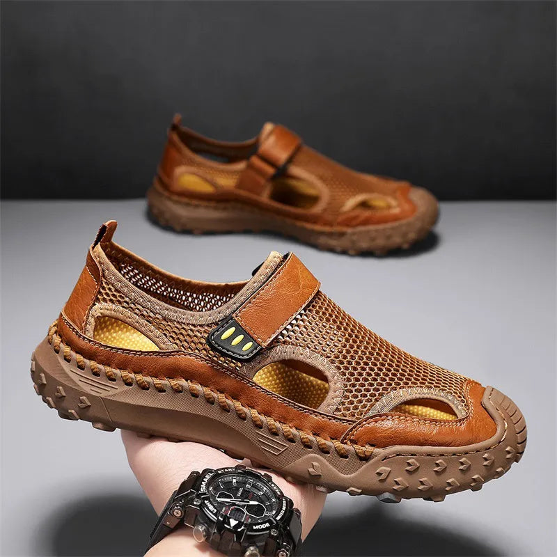 ⏰Last Day! 50% OFF 🔥Men's Handmade Cowhide Breathable Mesh Walking Shoes