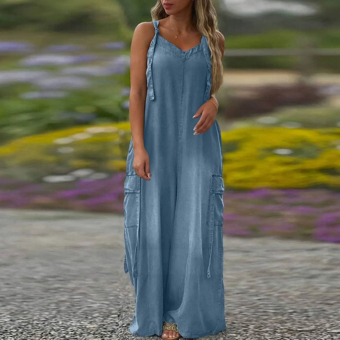 Women's loose-fitting jumpsuit with wide legs and pockets