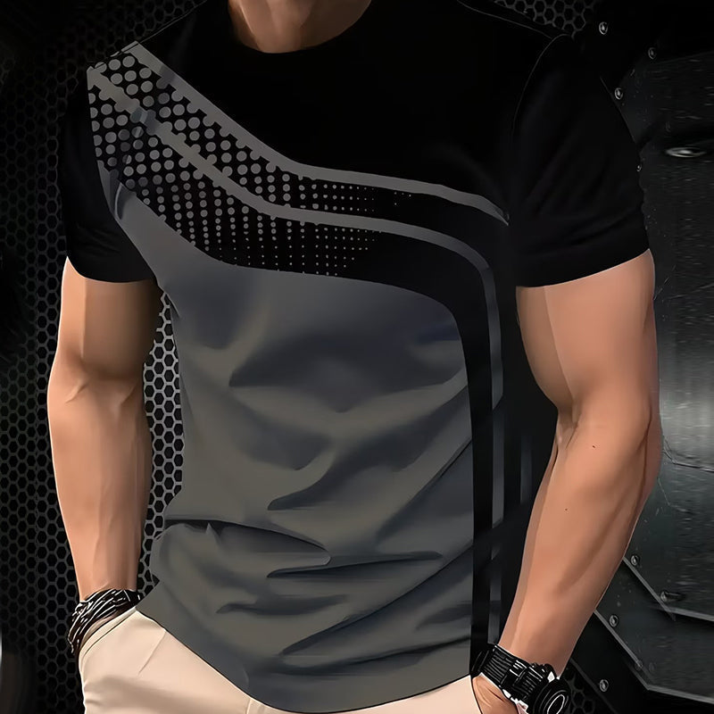 Men's color-blocked round neck t-shirt