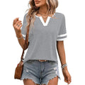 ✨Women's V-Neck Short Sleeve Fitted Striped Breathable Top for Daily Wear