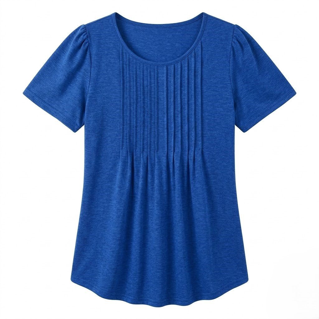 💕Last day promotionWomens💕 T-Shirts Short SleevePleated Dressy Casual ScoopedNeck Summer Tops Blouses