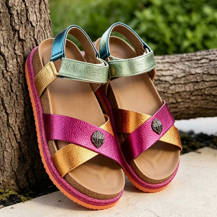 ⏰Blitzangebot 50% RABATT🔥 Sommersandalen im Boho-Stil mit Keilabsatz, Dopamin-Flip-Flops
