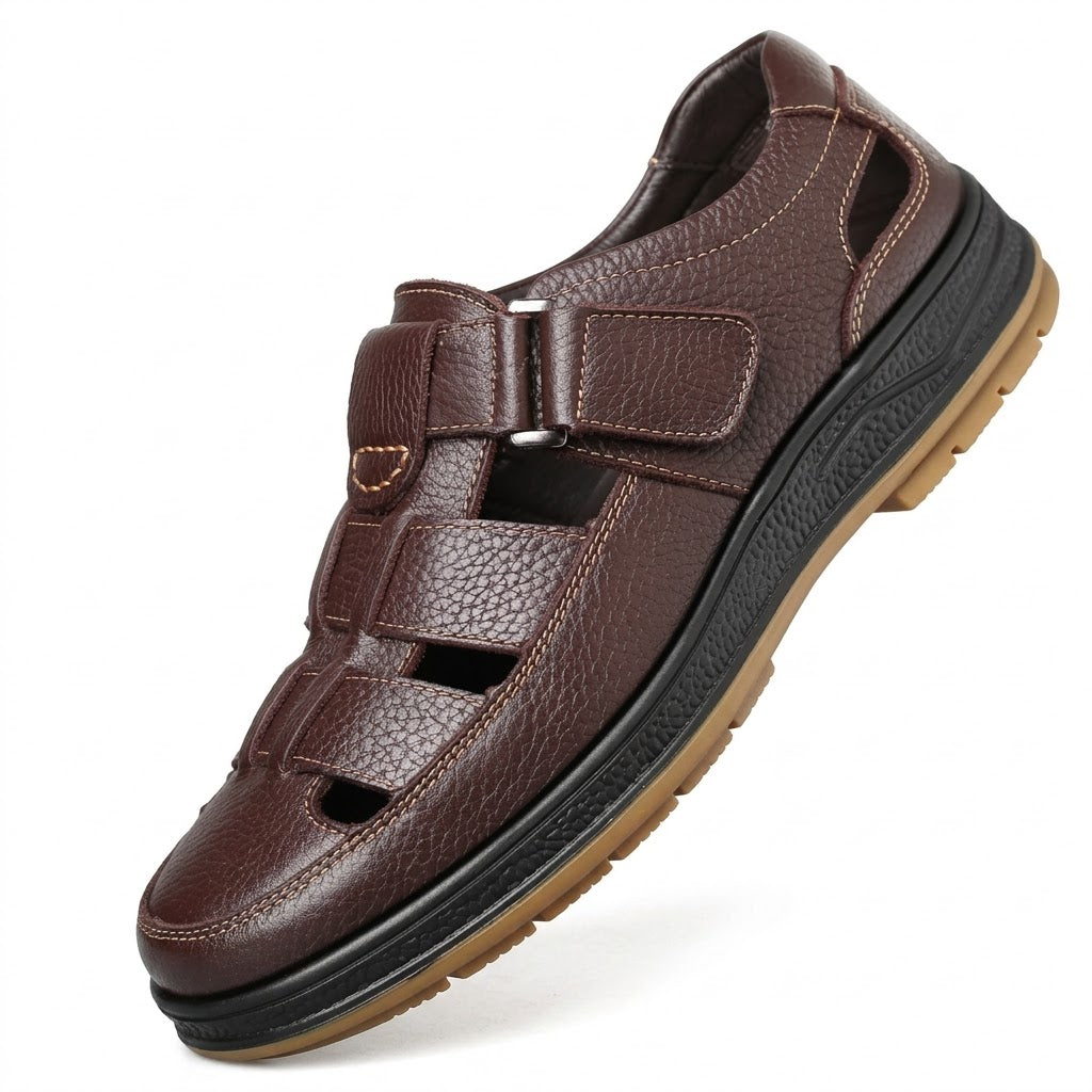 Men’s Closed Toe Shock Leather Sandals