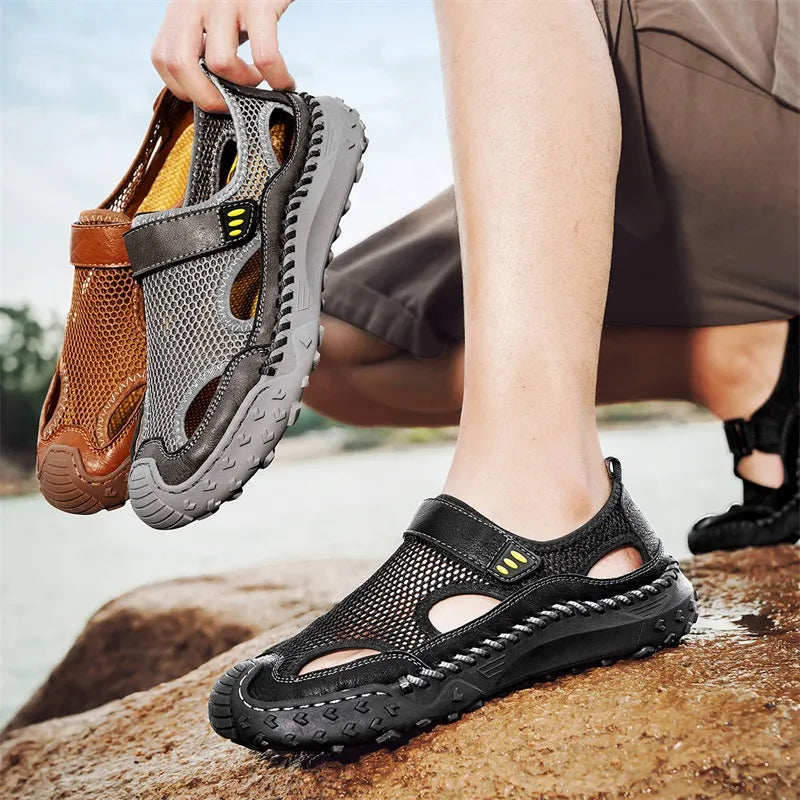 ⏰Last Day! 50% OFF 🔥Men's Handmade Cowhide Breathable Mesh Walking Shoes