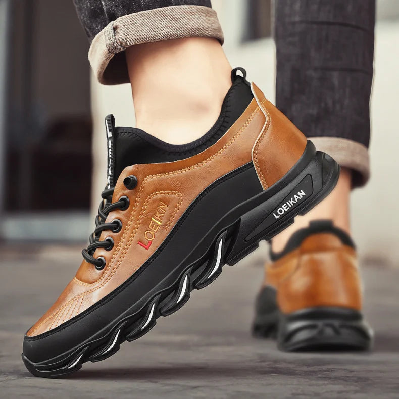 ⏰Limited Time Sale 50% OFF-Men's Casual Fashion Orthopedic Hiking Shoes – Anti-Puncture, Anti-Collision, Non-Slip Arch Support Leather Outdoor Sports Shoes for All-Terrain Performance