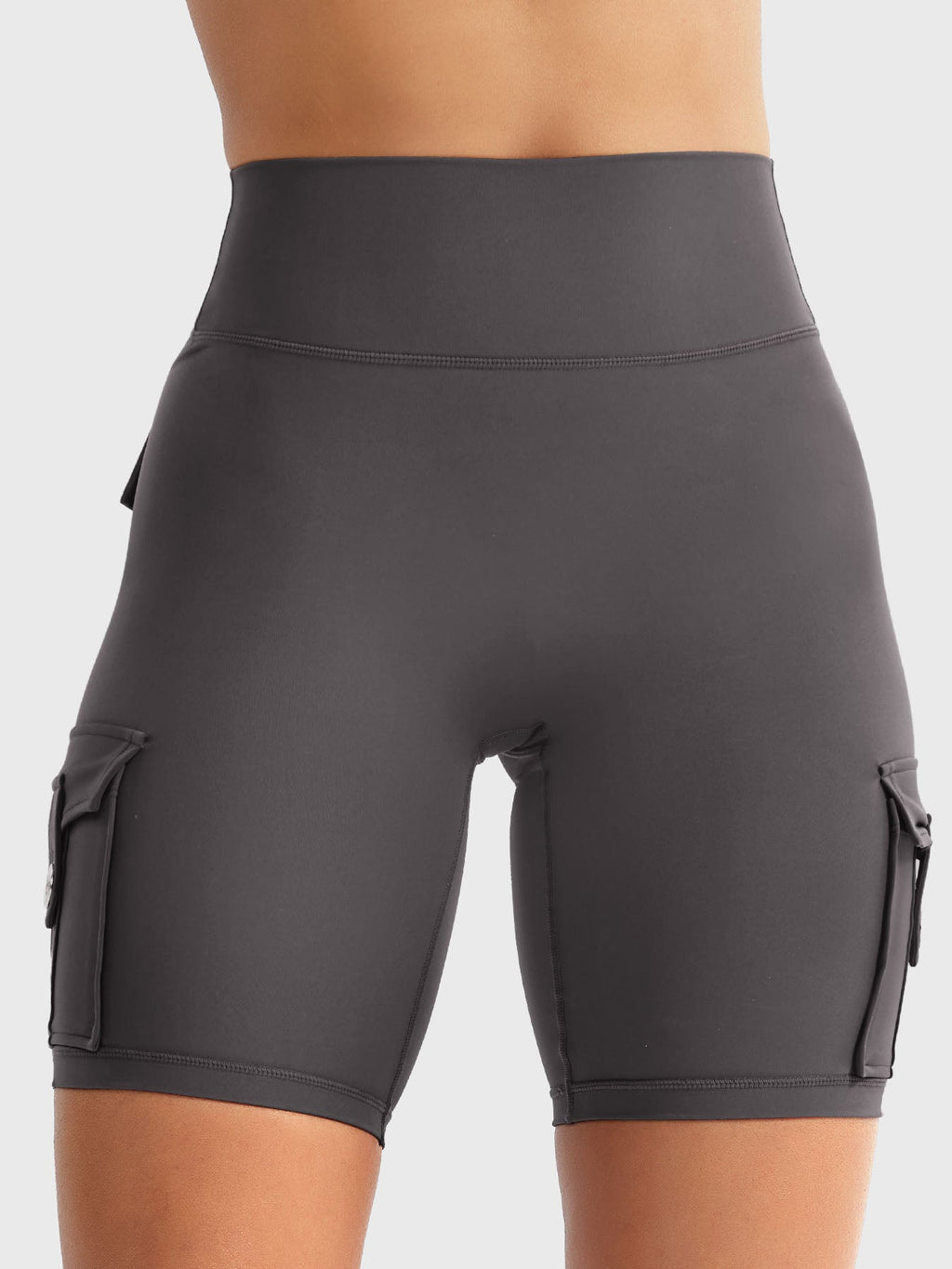 High Waist Cargo Yoga Shorts – Button Pockets, Butt Lift &amp; Ultra-Breathable