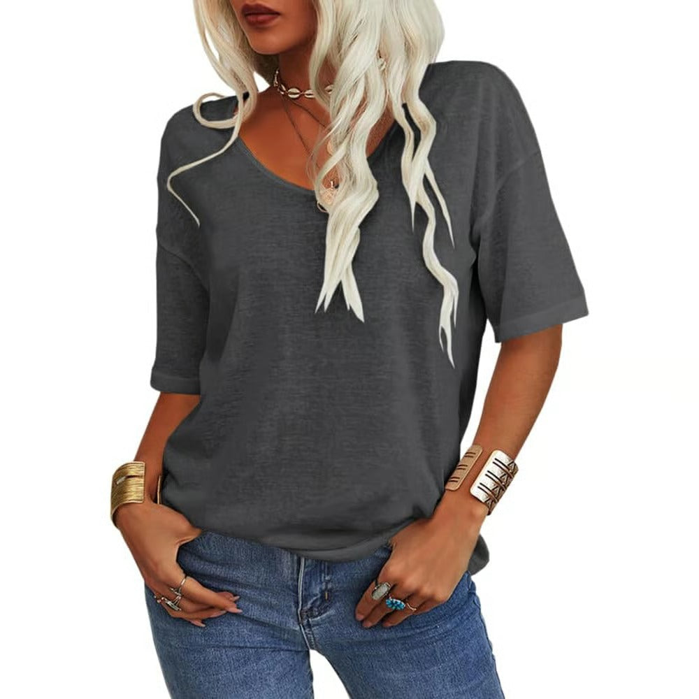 ✨Women's Solid Color V-Neck T-shirt [On Sale & Quick Ship!