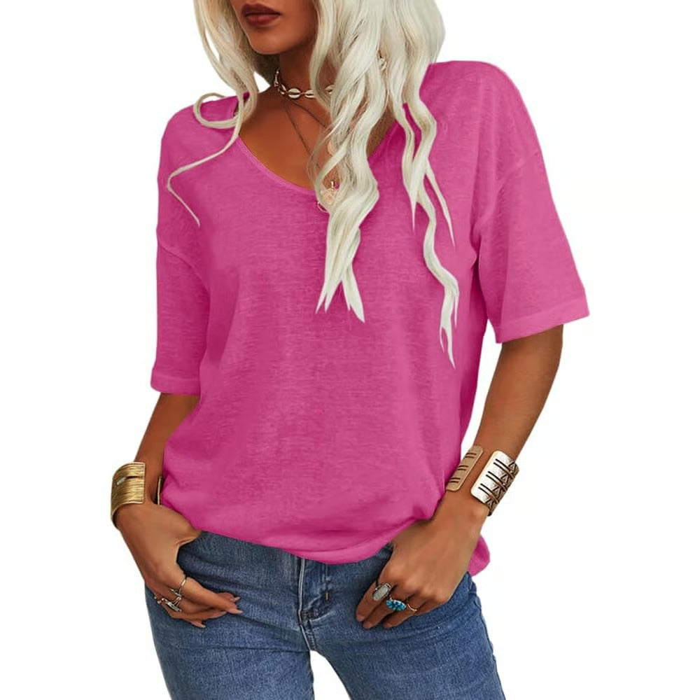 ✨Women's Solid Color V-Neck T-shirt [On Sale & Quick Ship!