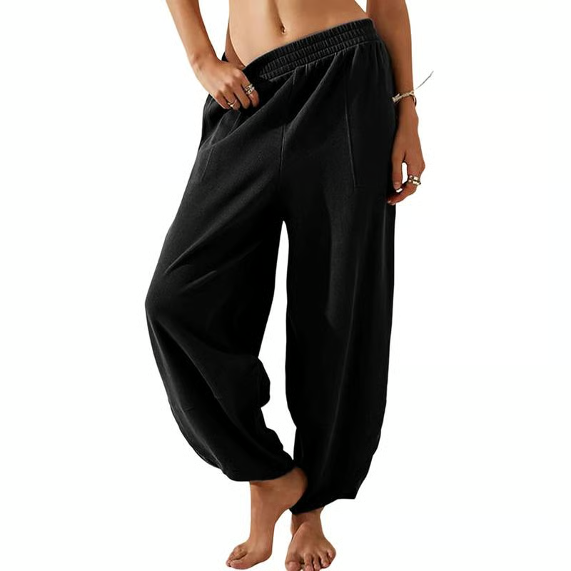 Womens Baggy Wide Leg Pants Casual Elastic Waisted Palazzo Harem Pants with Pockets