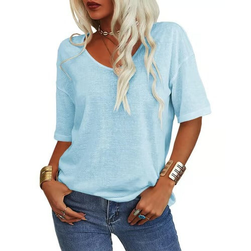 ✨Women's Solid Color V-Neck T-shirt [On Sale & Quick Ship!