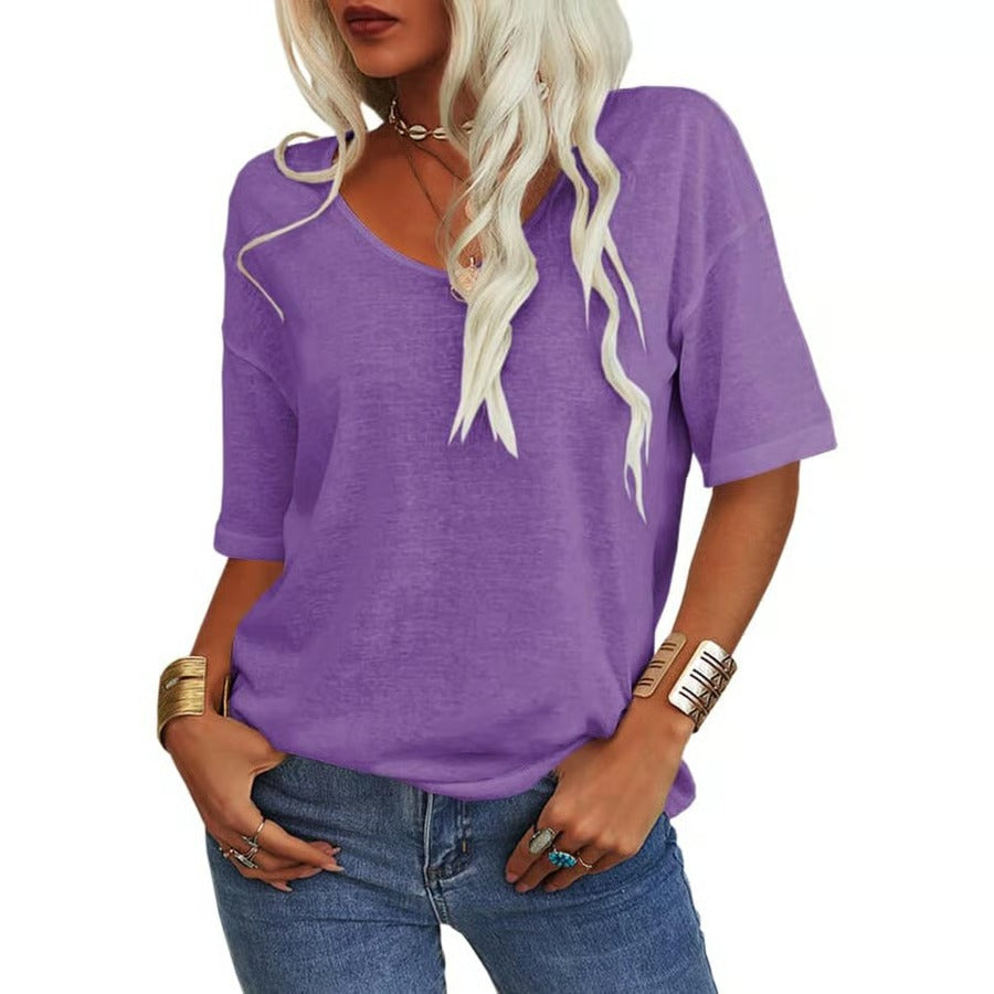 ✨Women's Solid Color V-Neck T-shirt [On Sale & Quick Ship!