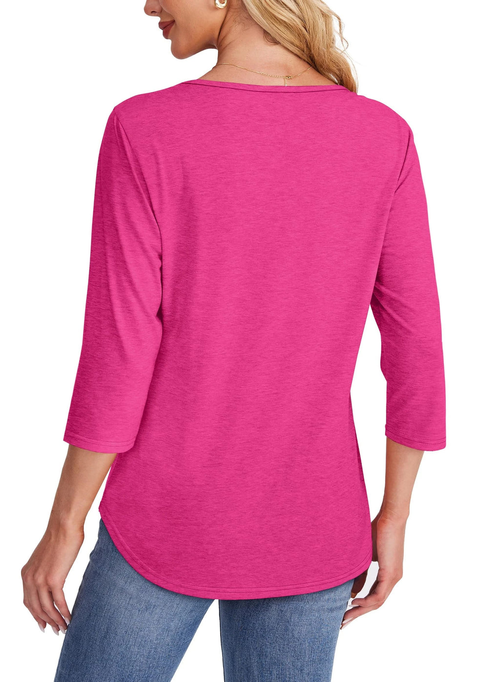 🔥🔥 2025 Women's 3/4 Length Sleeve Top Pleated Front T-Shirt