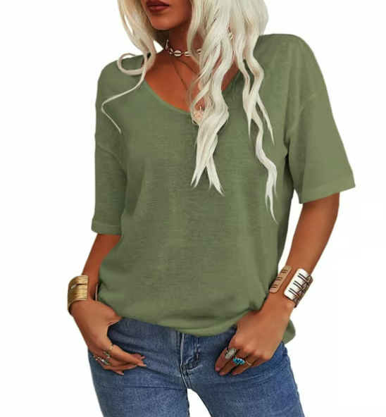 ✨Women's Solid Color V-Neck T-shirt [On Sale & Quick Ship!
