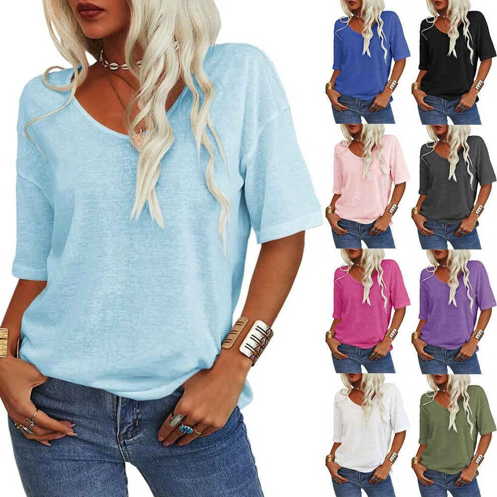 ✨Women's Solid Color V-Neck T-shirt [On Sale & Quick Ship!