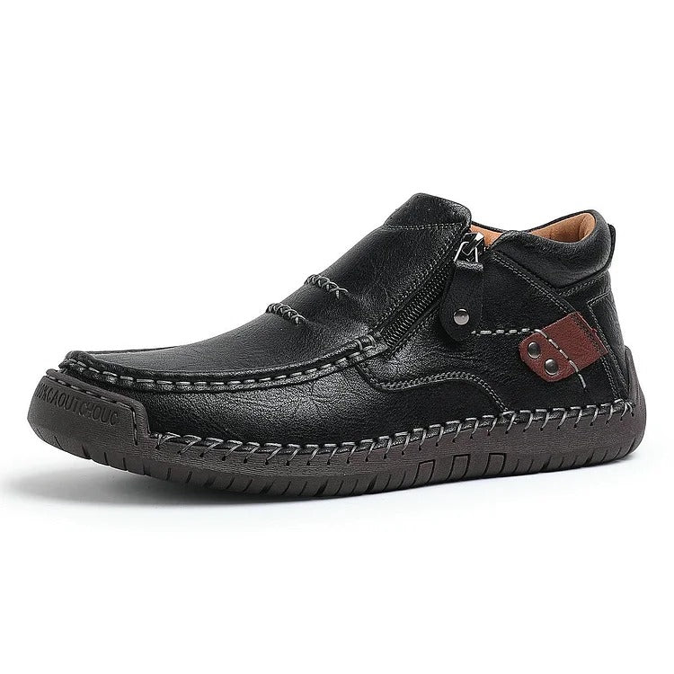 ⏰Limited Time Sale 50% OFF-Men’s Handmade Premium Leather Slip-On Driving Boots – Wide Toe, Arch Support