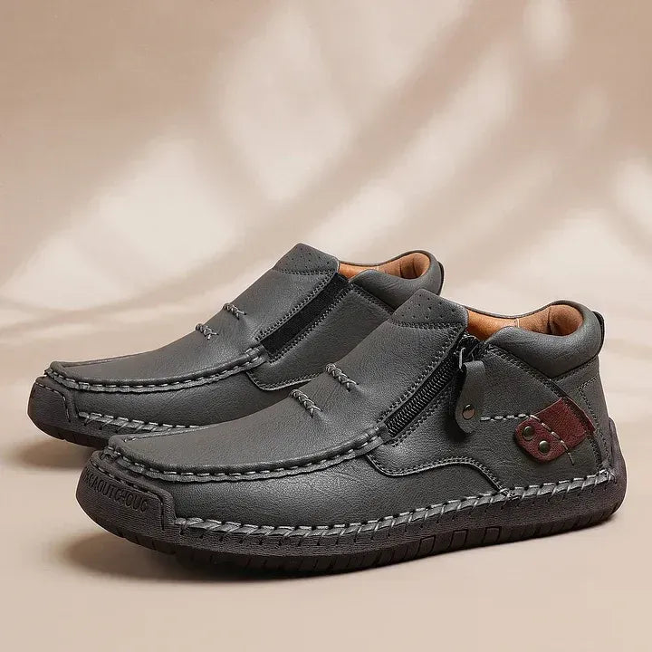 ⏰Limited Time Sale 50% OFF-Men’s Handmade Premium Leather Slip-On Driving Boots – Wide Toe, Arch Support