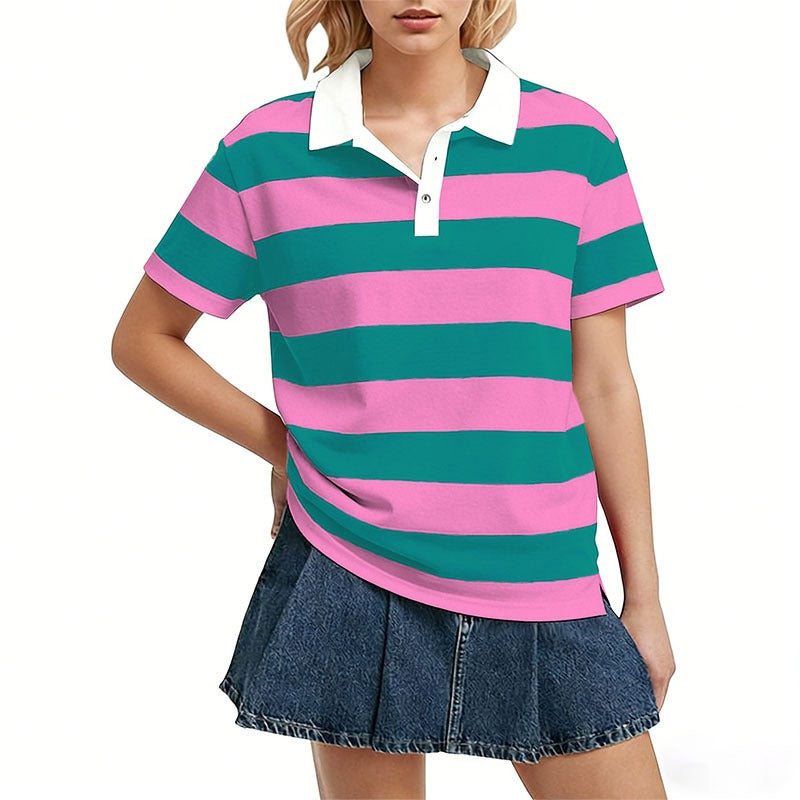 Color Block Oxford Rugby Shirt - Retro Collegiate Polo 🎓🏙️