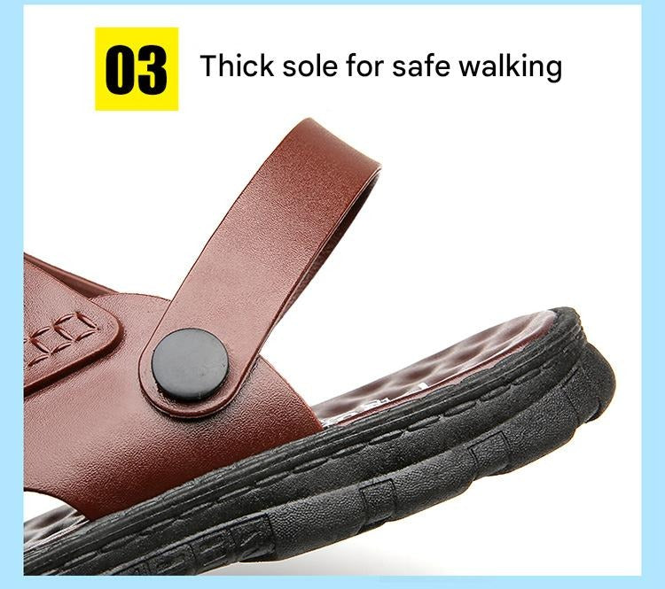 Men’s Leather Sandals with Silver Buckle