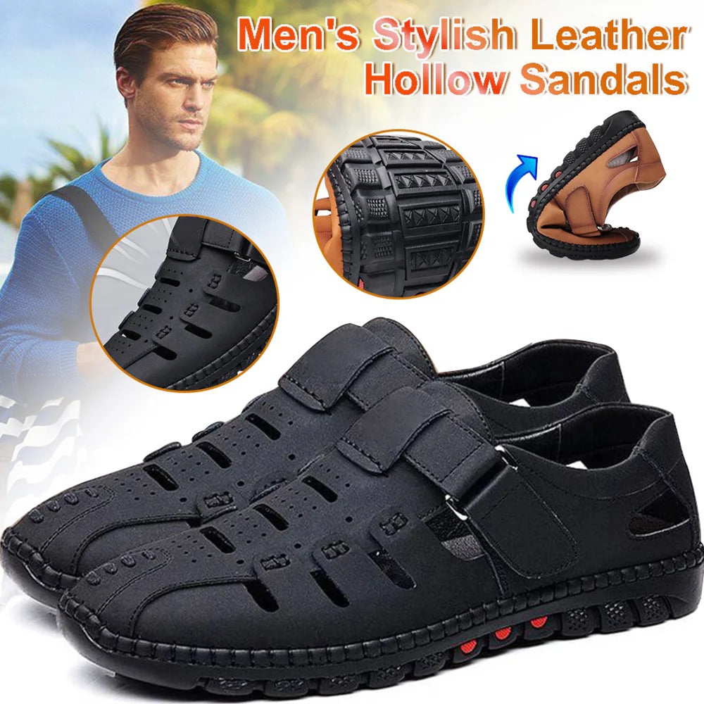 Men's Stylish Leather Hollow Sandals