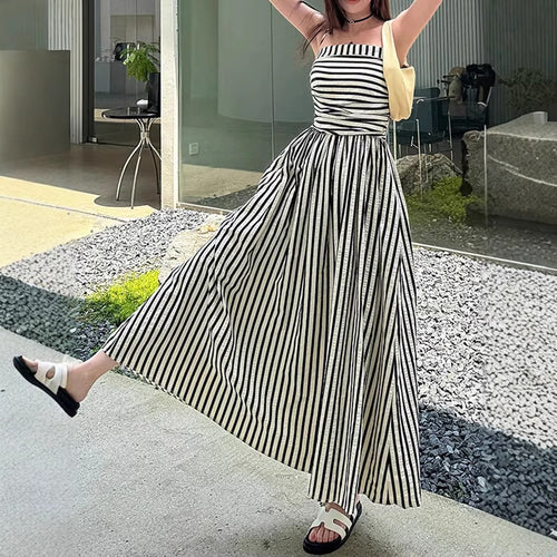 aurmuse™ Serene Striped Maxi Dress - Coastal Ruched Camisole Gown 🏖️